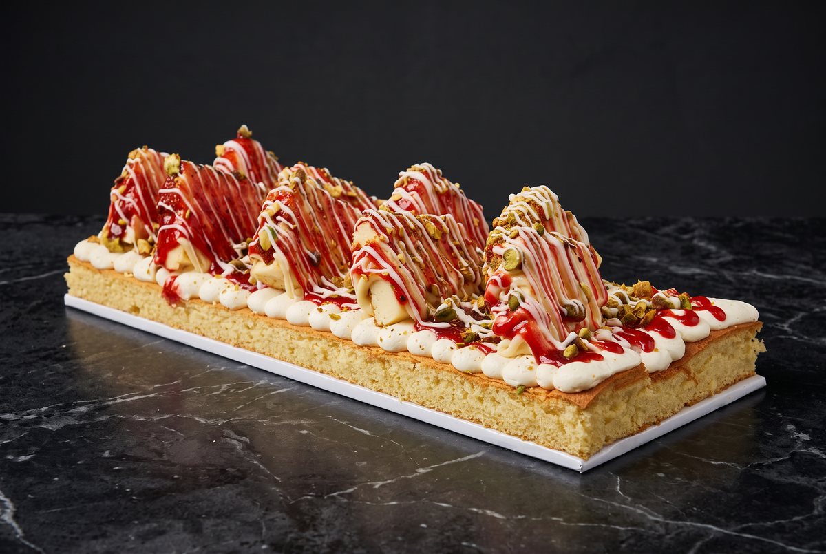 Flat Strbry Cubed Cheesecake
